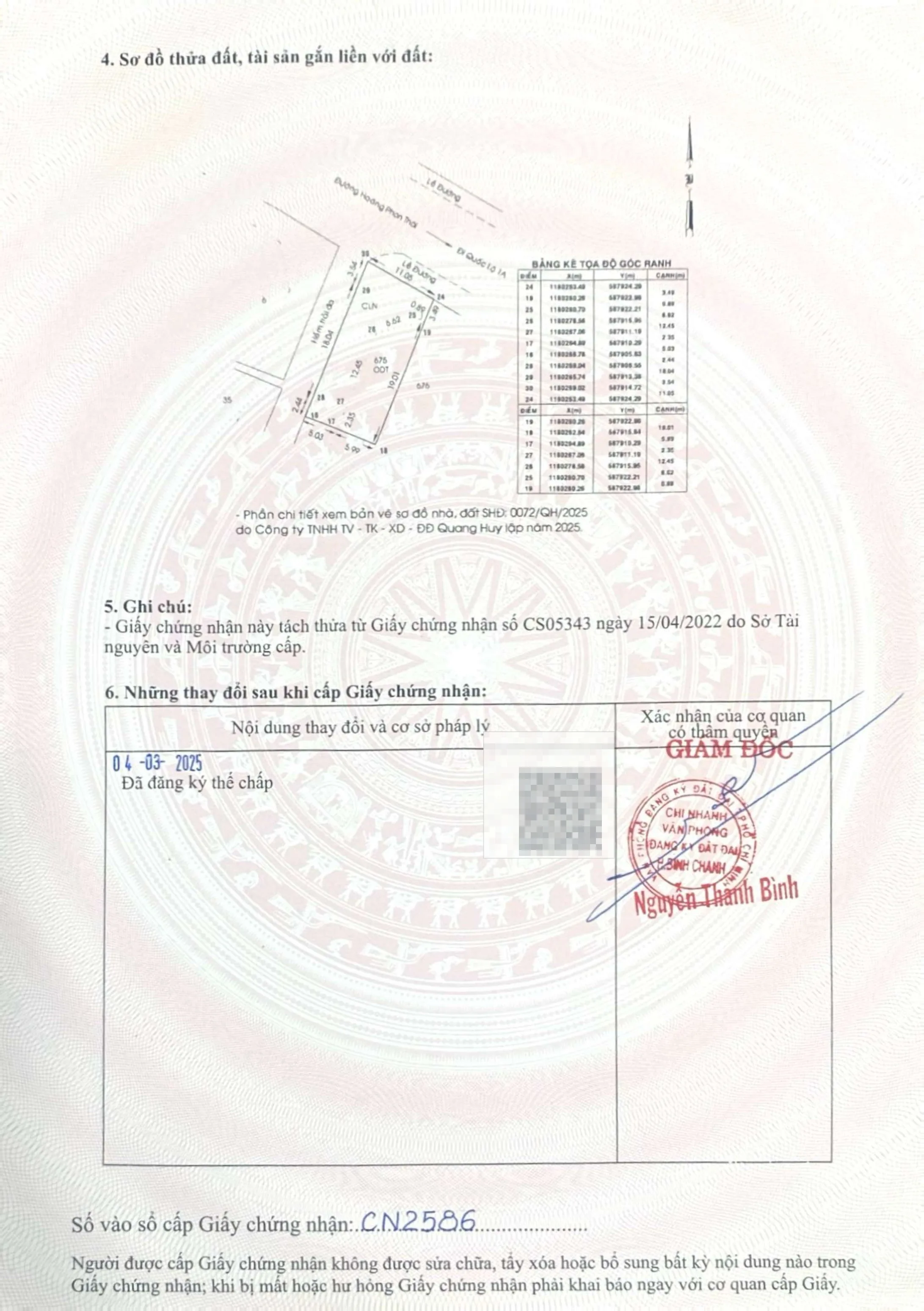 Sơ đồ thửa đất 675 — tờ bản đồ số 6